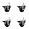 Service Caster 3'' Hard Rubber Wheel Swivel 7/16'' Grip Ring Stem Caster Set, 4PK SCC-GR20S314-HRS-716138-4 - alternate 1
